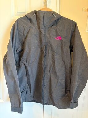 Women’s North Face Gray Hooded Shell with Pink Logo